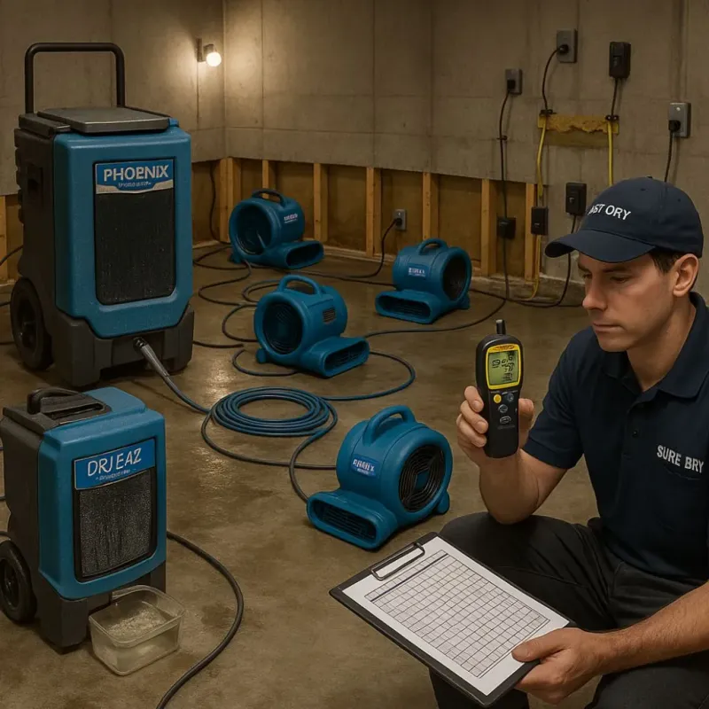 Structural Drying and Dehumidification process in Milford, NH